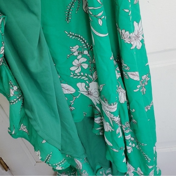 Anthropologie Brand If By Sea Green Floral Wrap High Low Maxi Dress - small. MM - Picture 10 of 12